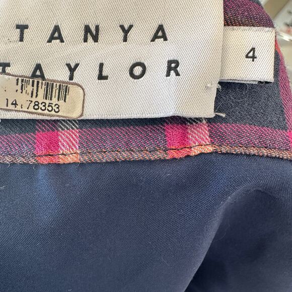 Tanya Taylor Plaid Mini Wrap Dress Blue Purple Size 4 Designer Romantic $475 - Picture 9 of 10